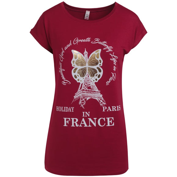 Γυναικεία Μπλούζα T-shirt Μπορντό - LH52180315