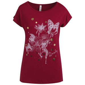 Γυναικεία Μπλούζα T-shirt Μπορντό - LH52180319