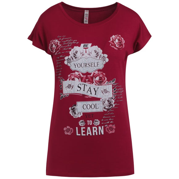 Γυναικεία Μπλούζα T-shirt Μπορντό - LH52180318