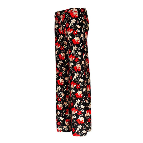 Γυναικείo Floral παντελόνα - Μαύρο - LH52180102