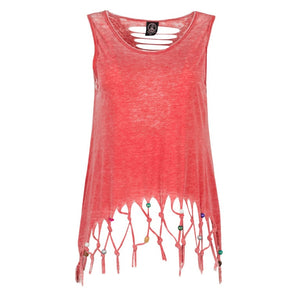 Γυναικεία Αμάνικη Μπλούζα - Πορτοκαλί Κόκκινο - LH52180062